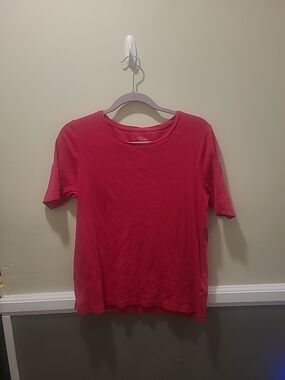 Chicos Classic Tee Short Sleeve Scoop Neck Dark Pink Size L(2) 100% Cotton